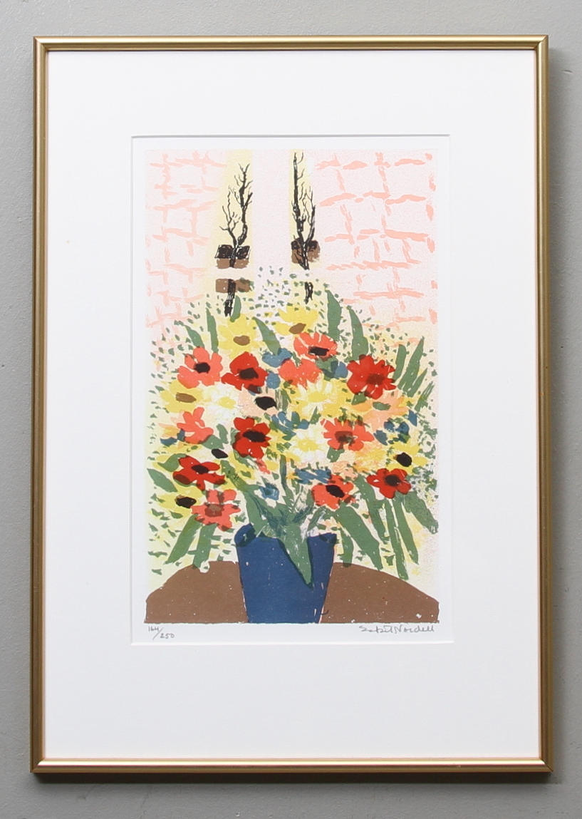 ESKIL NORDELL. BLOMMOR I BLÅ VAS.