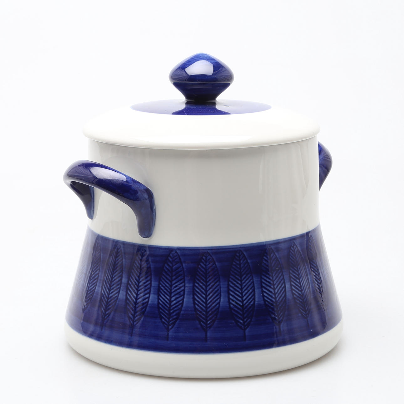 KAROTT med lock, porslin, "Koka Blå", Hertha Bengtsson, Rörstrand.