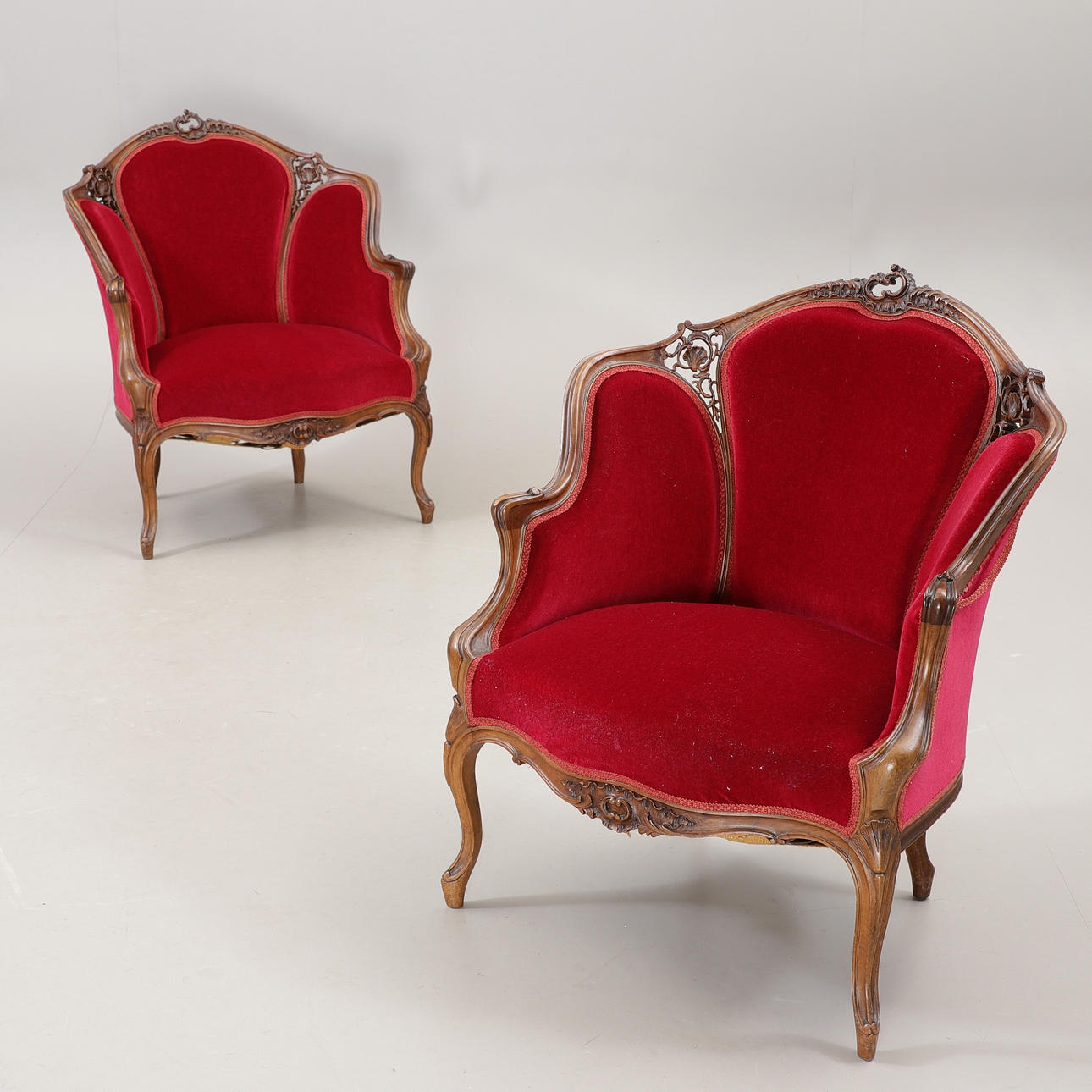 A pair of rococo style armchairs, mid 20th century. Furniture ...