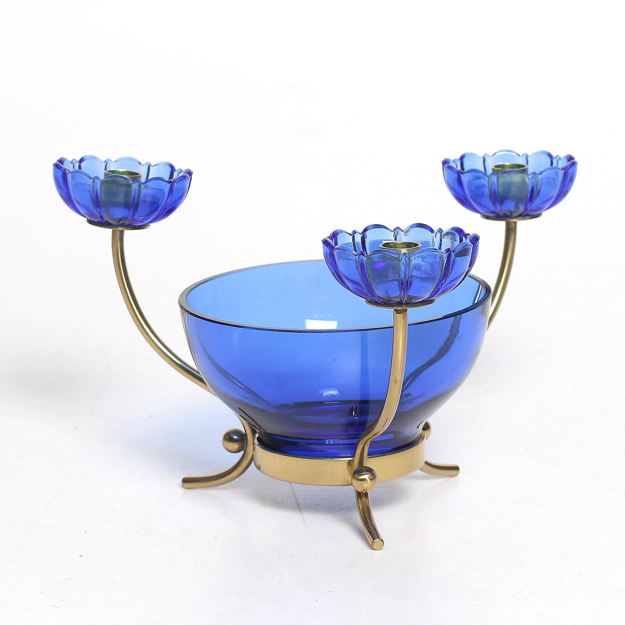 LJUSSTAKE, mässing och glas, Gunnar Ander, Ystad Metall.