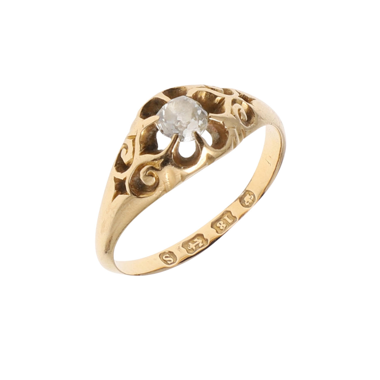 A VICTORIAN 18CT GOLD AND DIAMOND RING.
