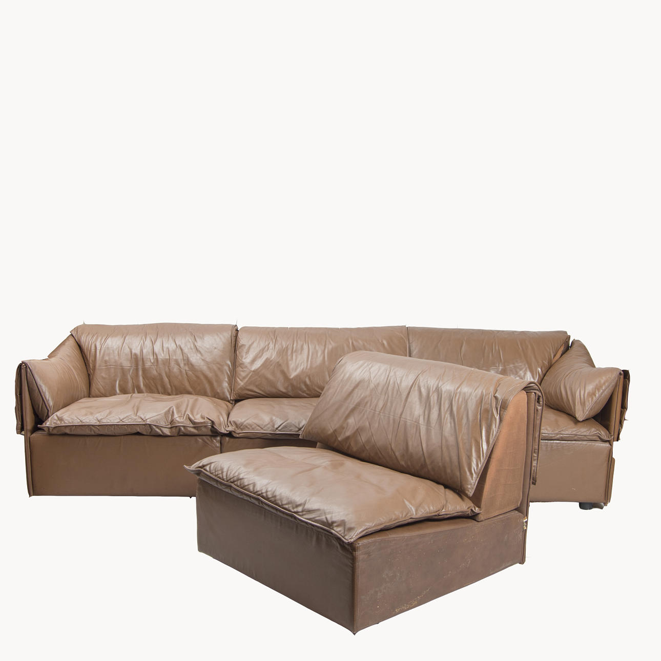 SOFFA, 4 delar, brunt skinn, Eilersen Danmark.