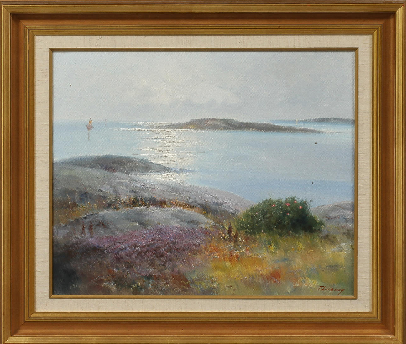 TAGE ERIKSSON. Kustbild, olja på duk, signerad.