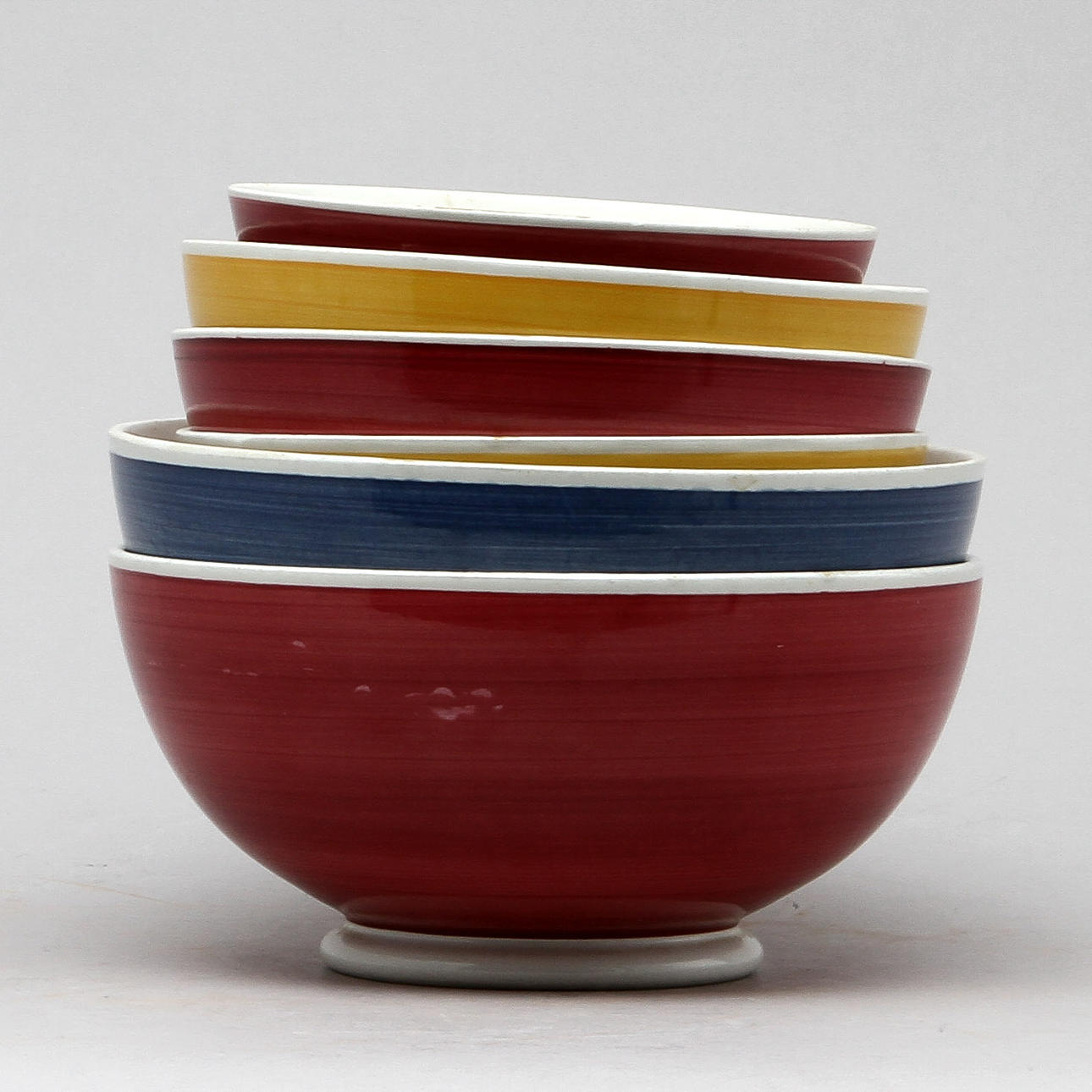 SKÅLAR, 6 st, flintporslin, "Colores", Stig Lindberg, Gustavsberg.