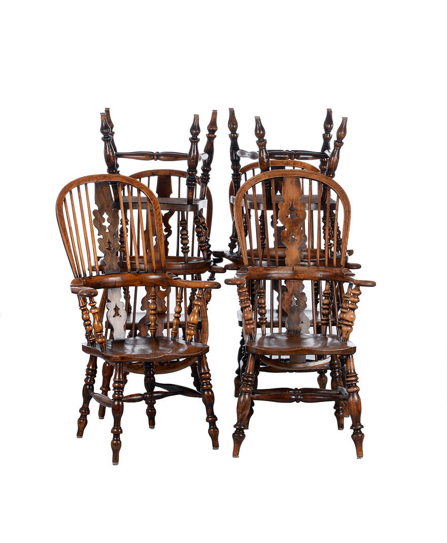 WINDSOR STOLAR, 6 st, armstöd, träsvarvning. Land hus stil land stol.