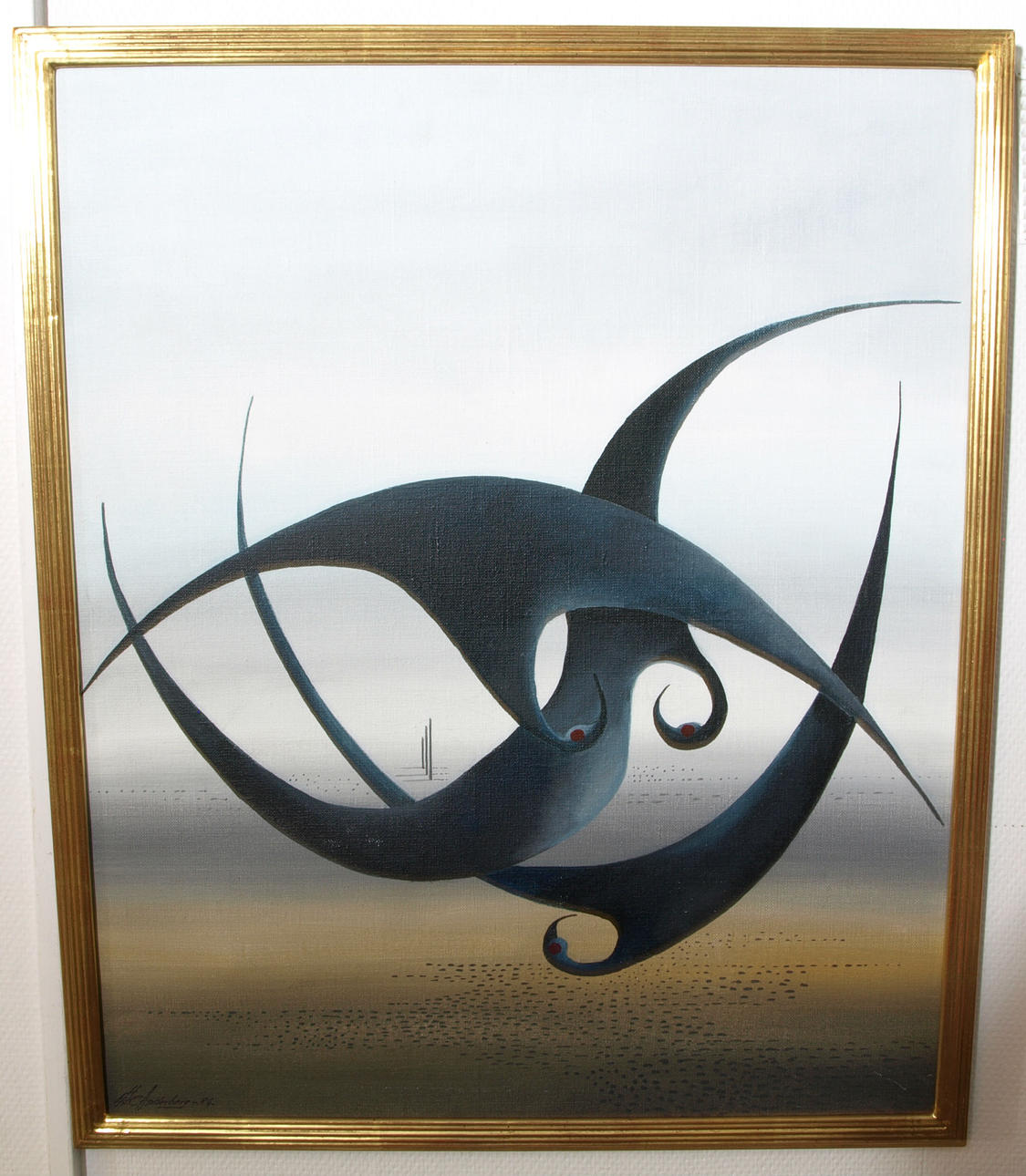 EBBE ANDERBERG. Olja på duk, "Svarta fåglar", signerad.