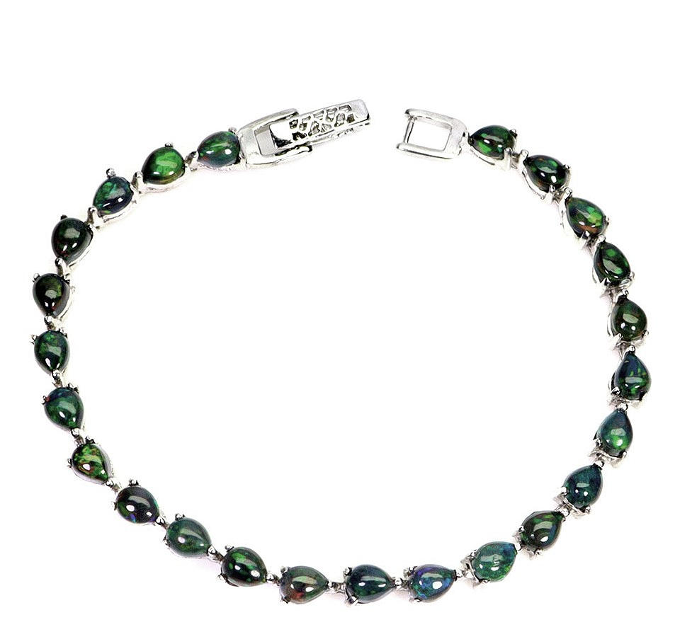 BLACK OPAL SILVER BRACELET.