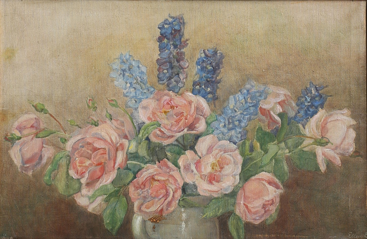 OIDENTIFIERAD KONSTNÄR. Stilleben. Olja på duk, signerad.