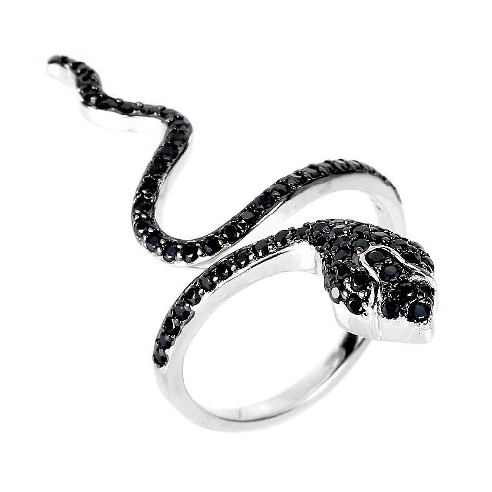 BLACK SPINEL SNAKE RING.