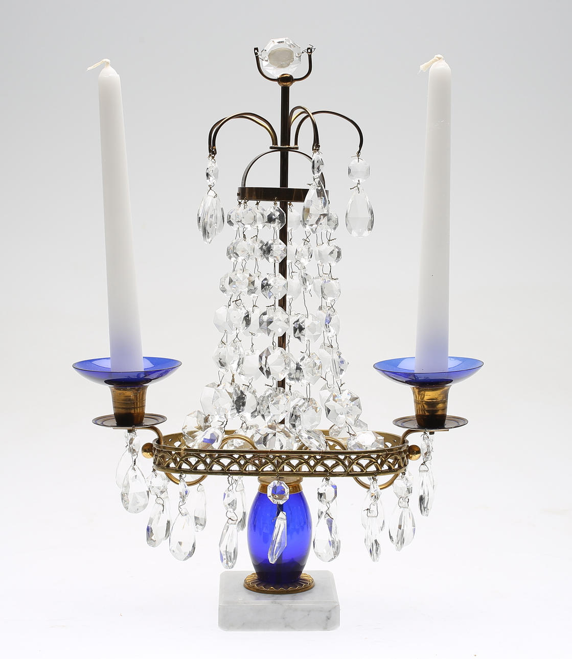 BORDSLYSTER, mässing och glas, gustaviansk stil, 1900-tal.