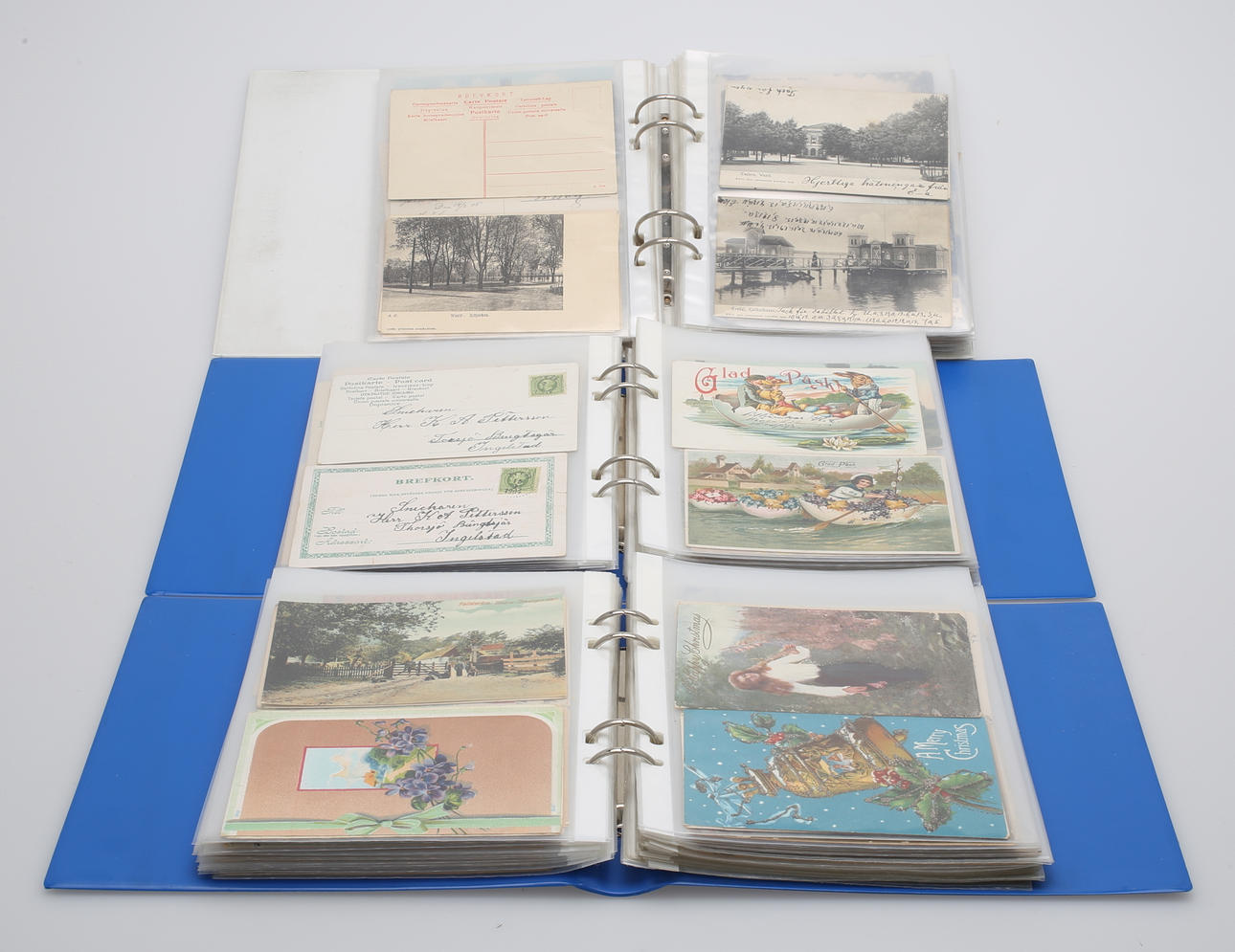 PARTI VYKORT, ca 290 st i 3 album, topografi mm, bla Växjö, 1900-talets början.