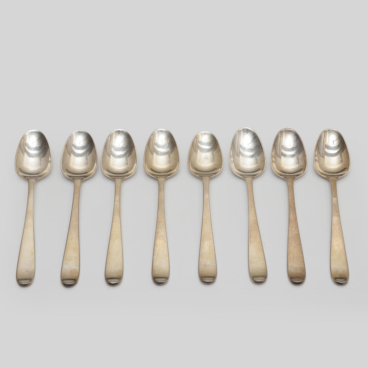 THERESIA WHERSLEV. 8 SILVER COFFEE SPOONS, MEMA LIDKÖPING.