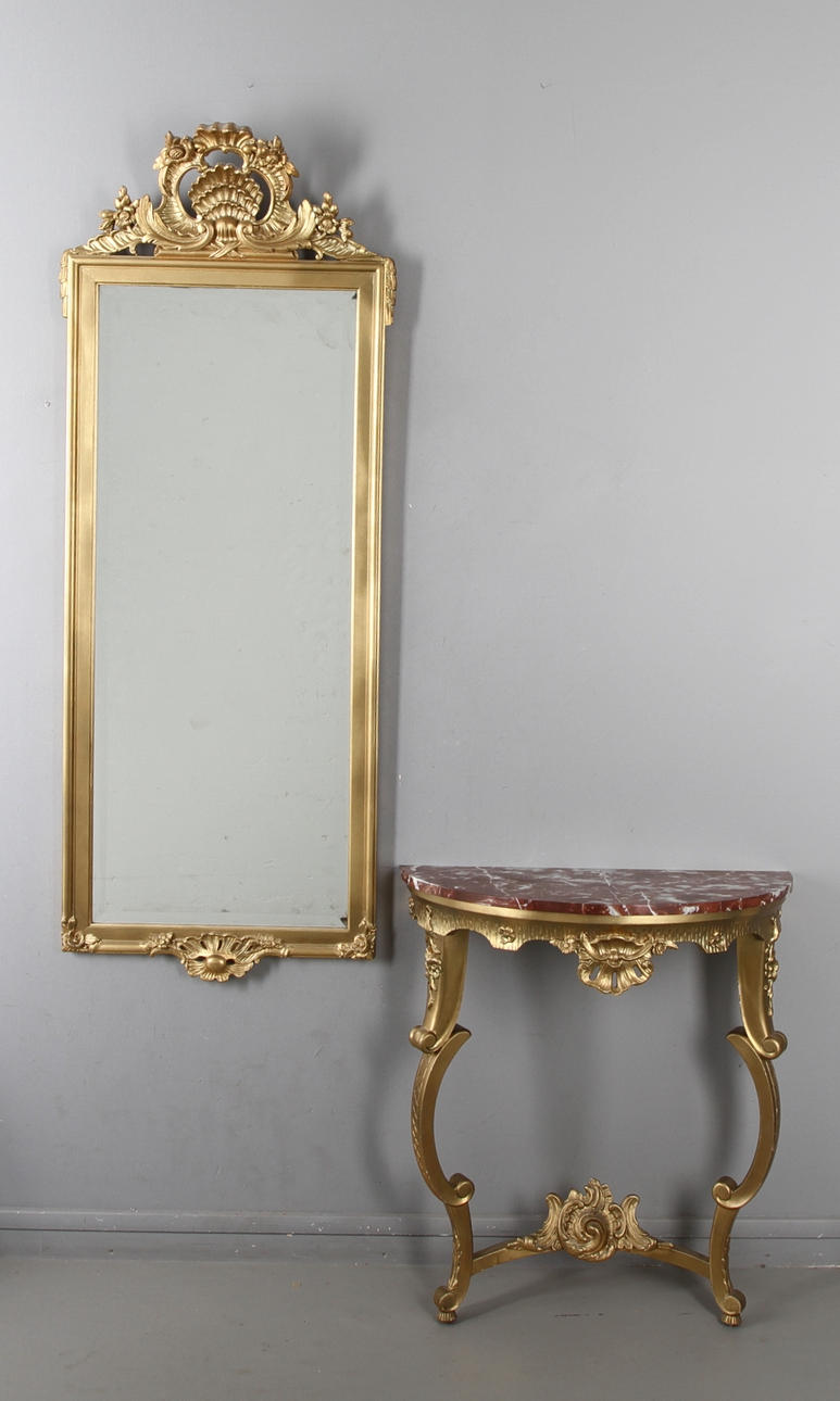 SPEGEL med KONSOLBORD, rokokostil, 1900-tal.