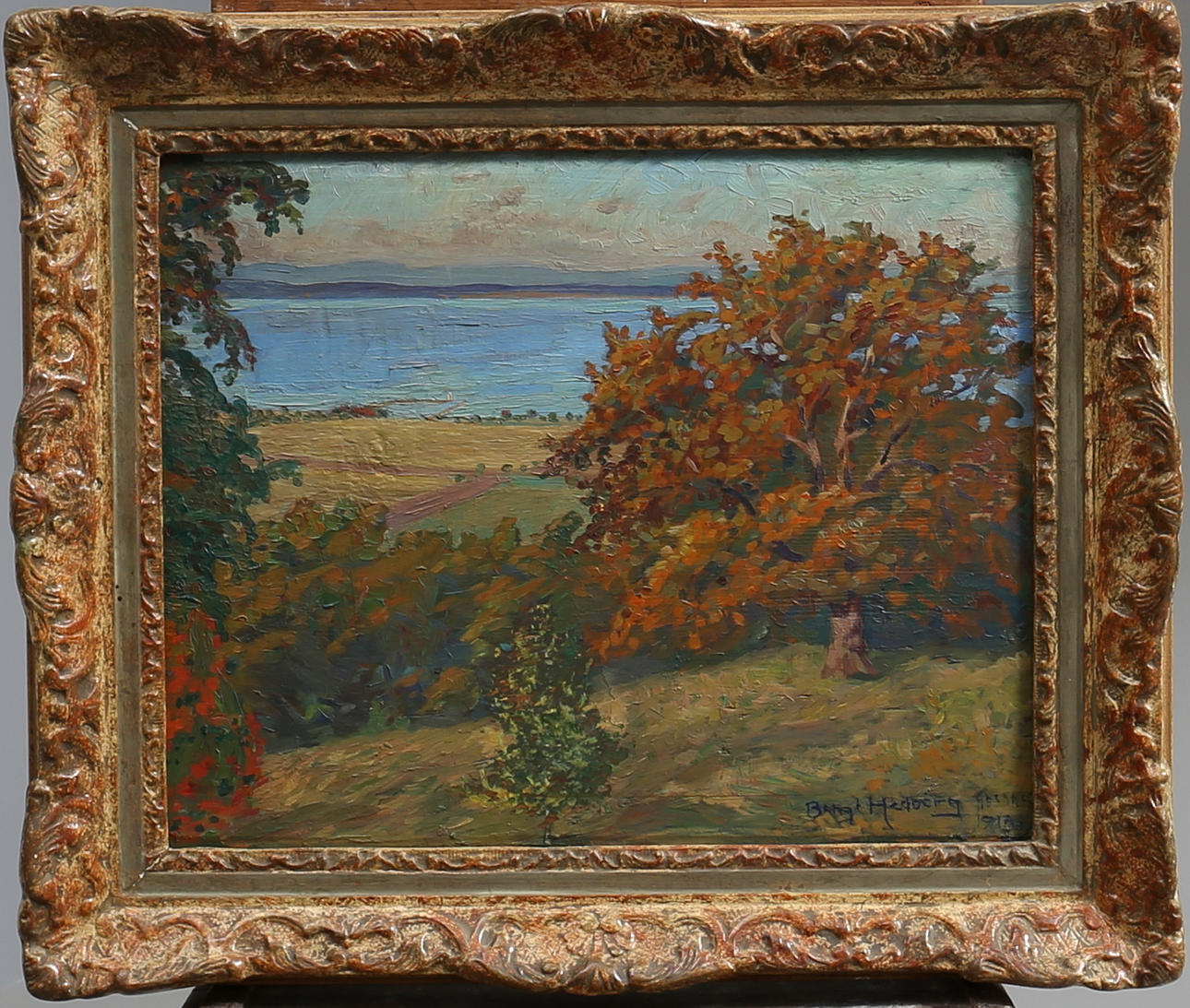 BENGT HEDBERG. Olja på pannå, "Gränna", signerad och daterad 1917.