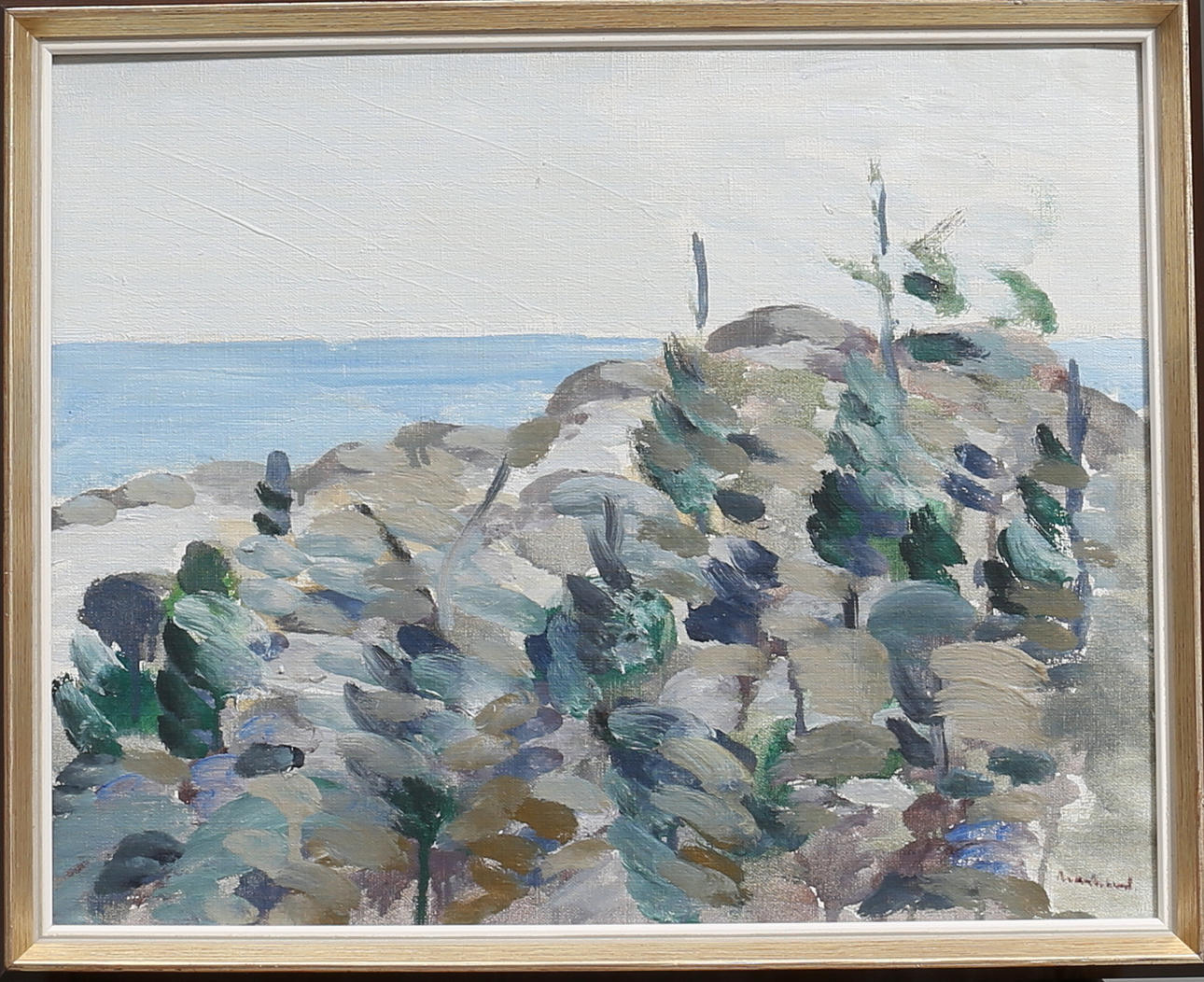 SVEN ERIK MARKHED. Olja på duk, "Kustlandskap", signerad.