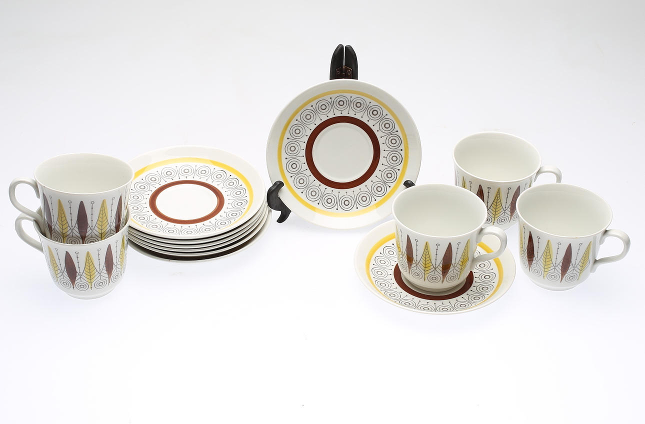 TE- KAFFESERVISDELAR, 14 delar, Balder + Verdura, Rörstrand, 1950/60-tal.