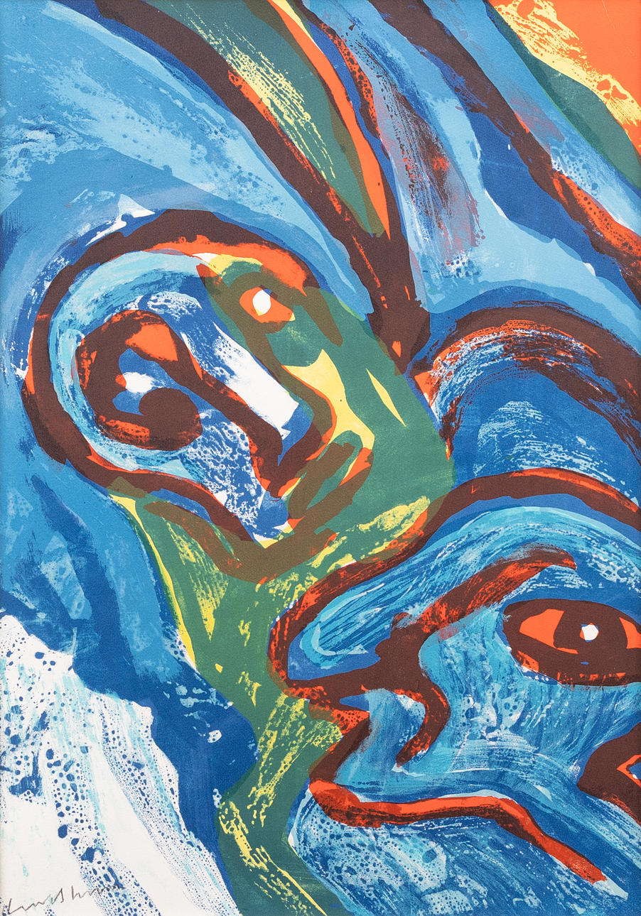 BENGT LINDSTRÖM. Face, lithograph, signed.