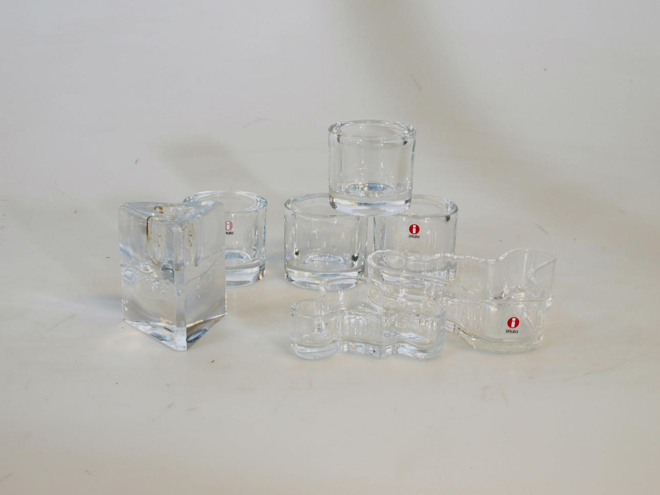 LJUSSTAKAR OCH SMÅ SKÅLAR, glas, 7 delar, Iittala.