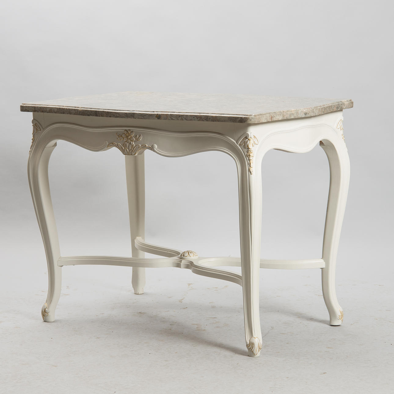 BORD, vitmålat med marmorskiva, rokokostil, 1900-tal.