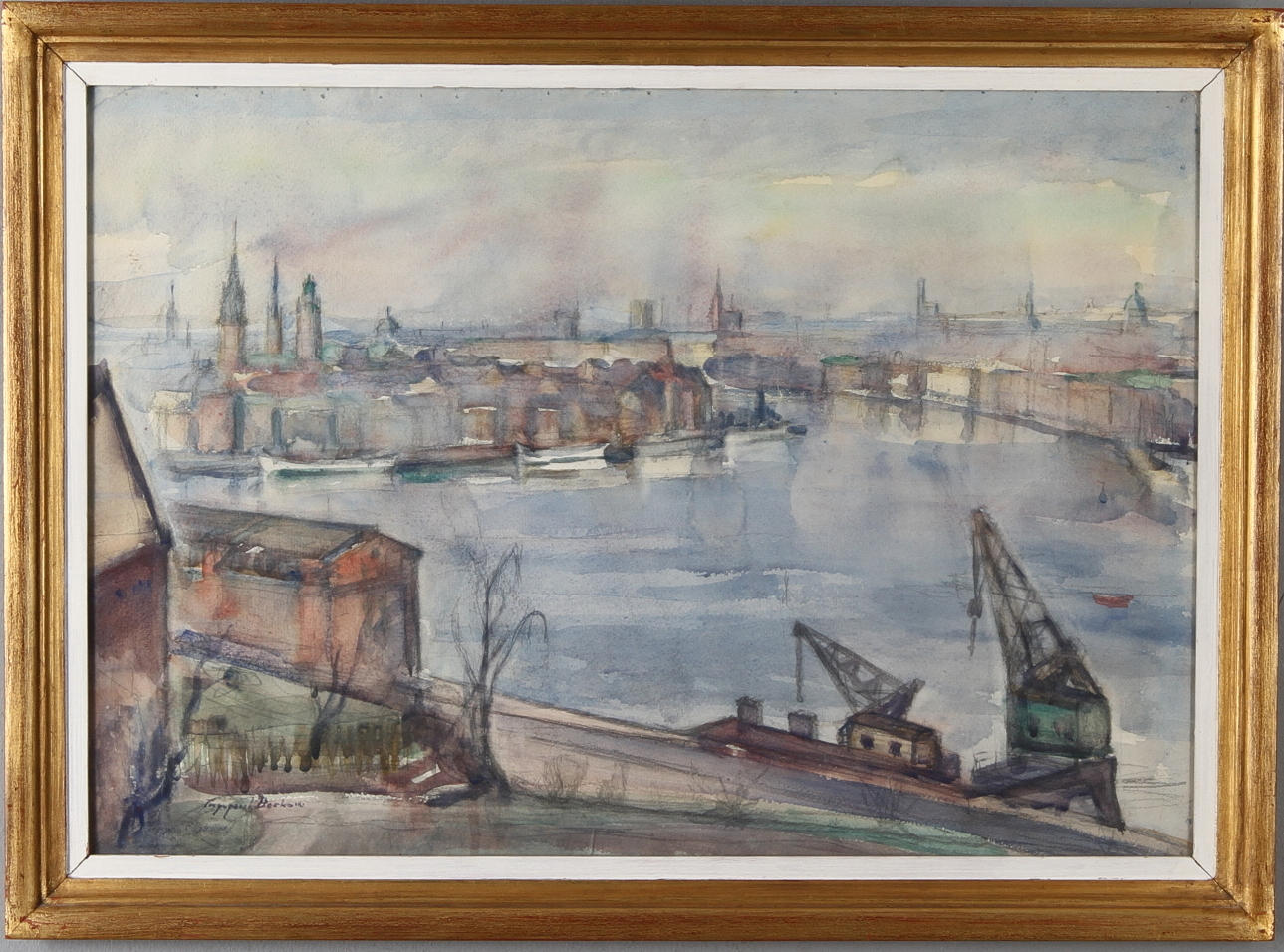 INGEGERD BESKOW. Stockholms motiv, akvarell, signerad.