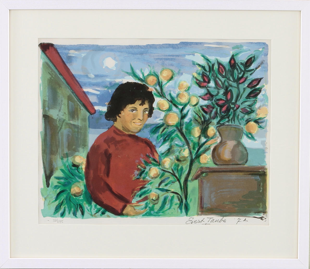 EVERT TAUBE. Färglitografi, "när jag var en une caballero", signerad-72, 32/195.