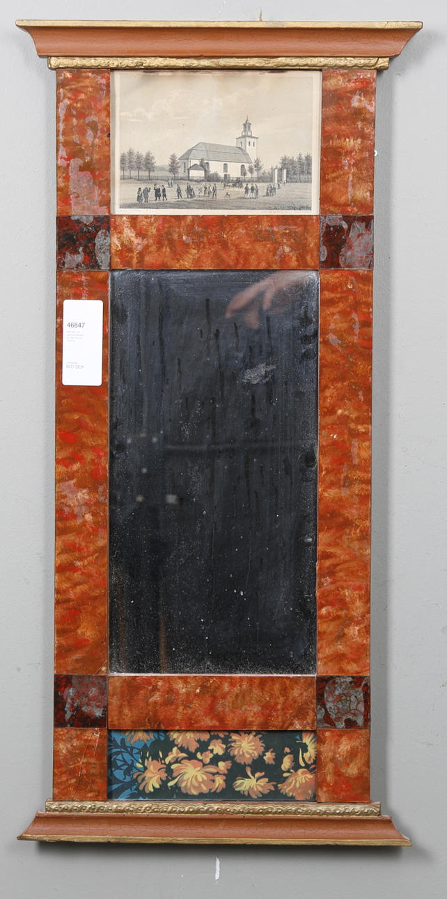 SPEGEL, sk glasmästarspegel, höjd 86 cm, 1800 tal.