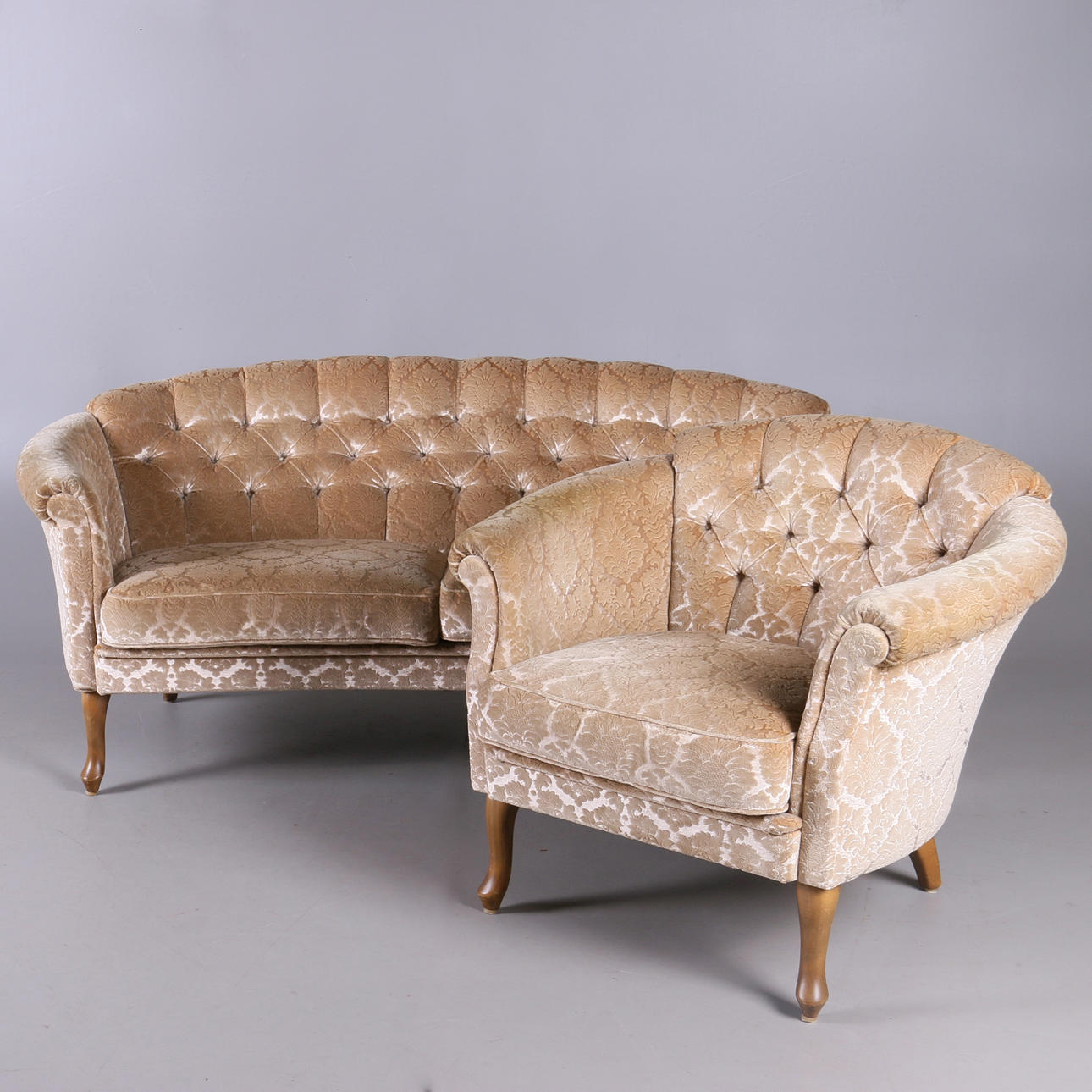 SOFFGRUPP, 2 delar, nyrokokostil, 1900-talets mitt.