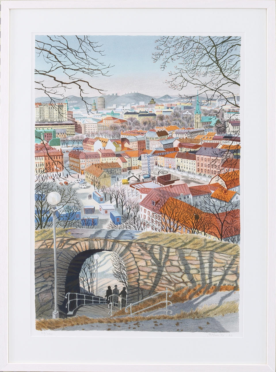 MONA HUSS WALIN. Färglitografi, "Haga lapptäcke", signerad, 328/450.