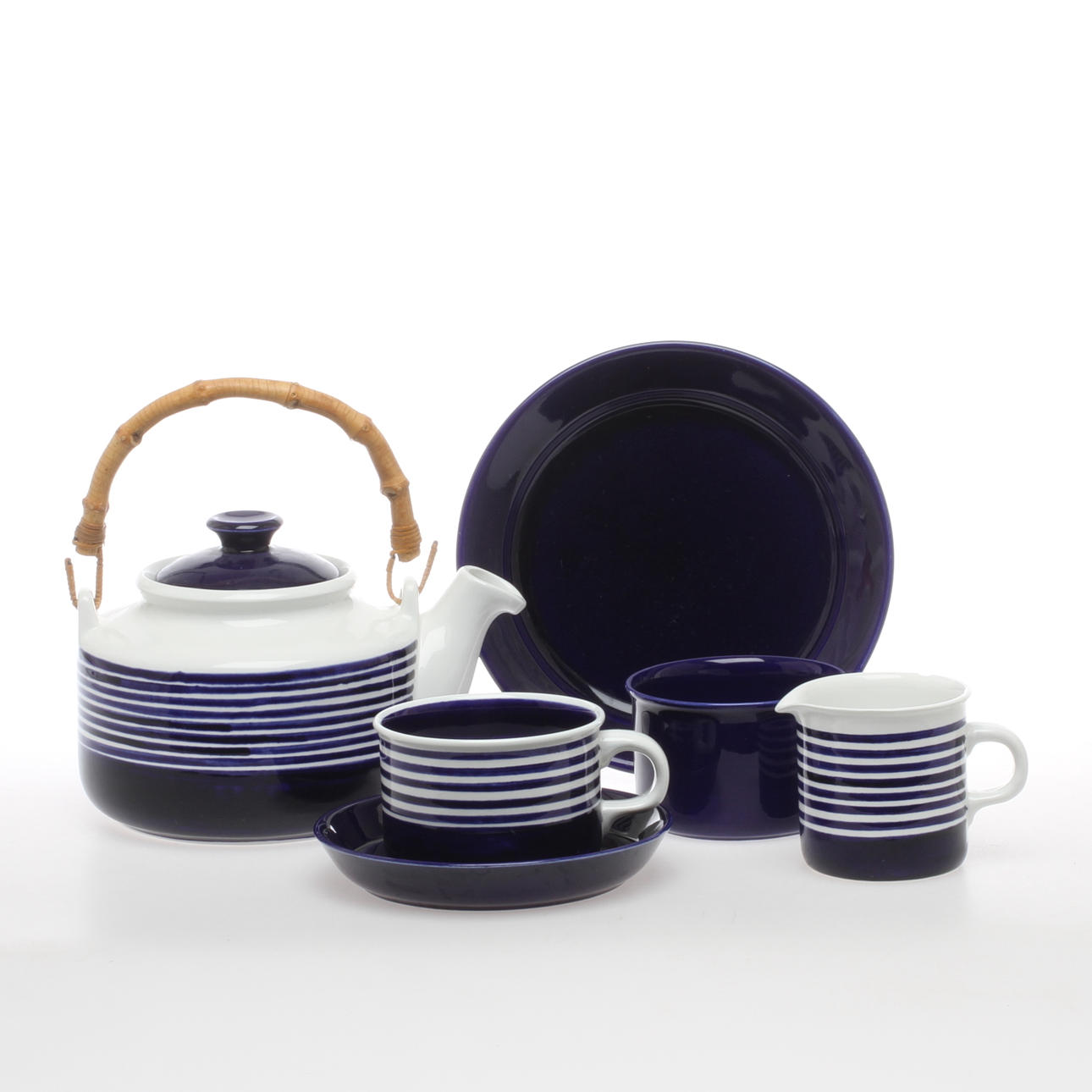 TESERVIS, 23 delar, flintgods, "Kobolt", Karin Björquist, Gustavsberg.