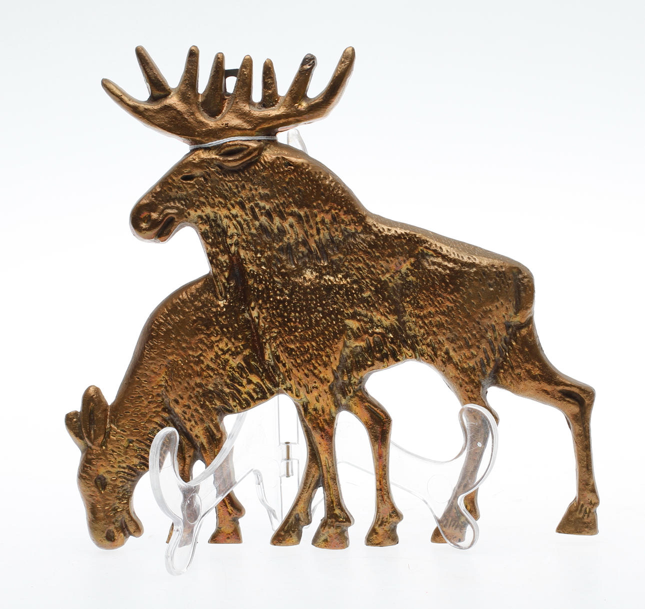 VÄGGRELIEF, brons, älgar, Bersbo.