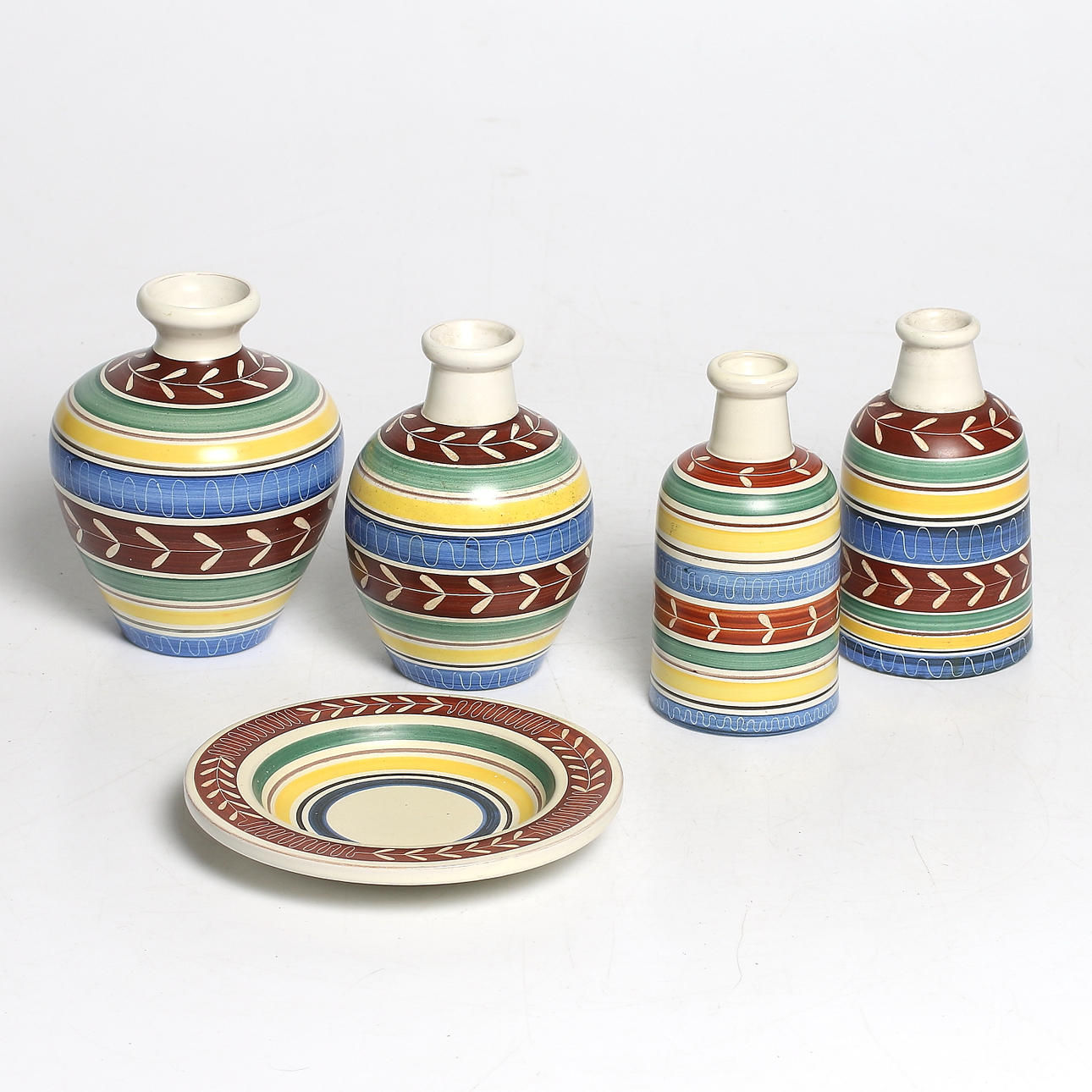 VASER 4 st samt FAT, stengods, Nittsjö Keramik.