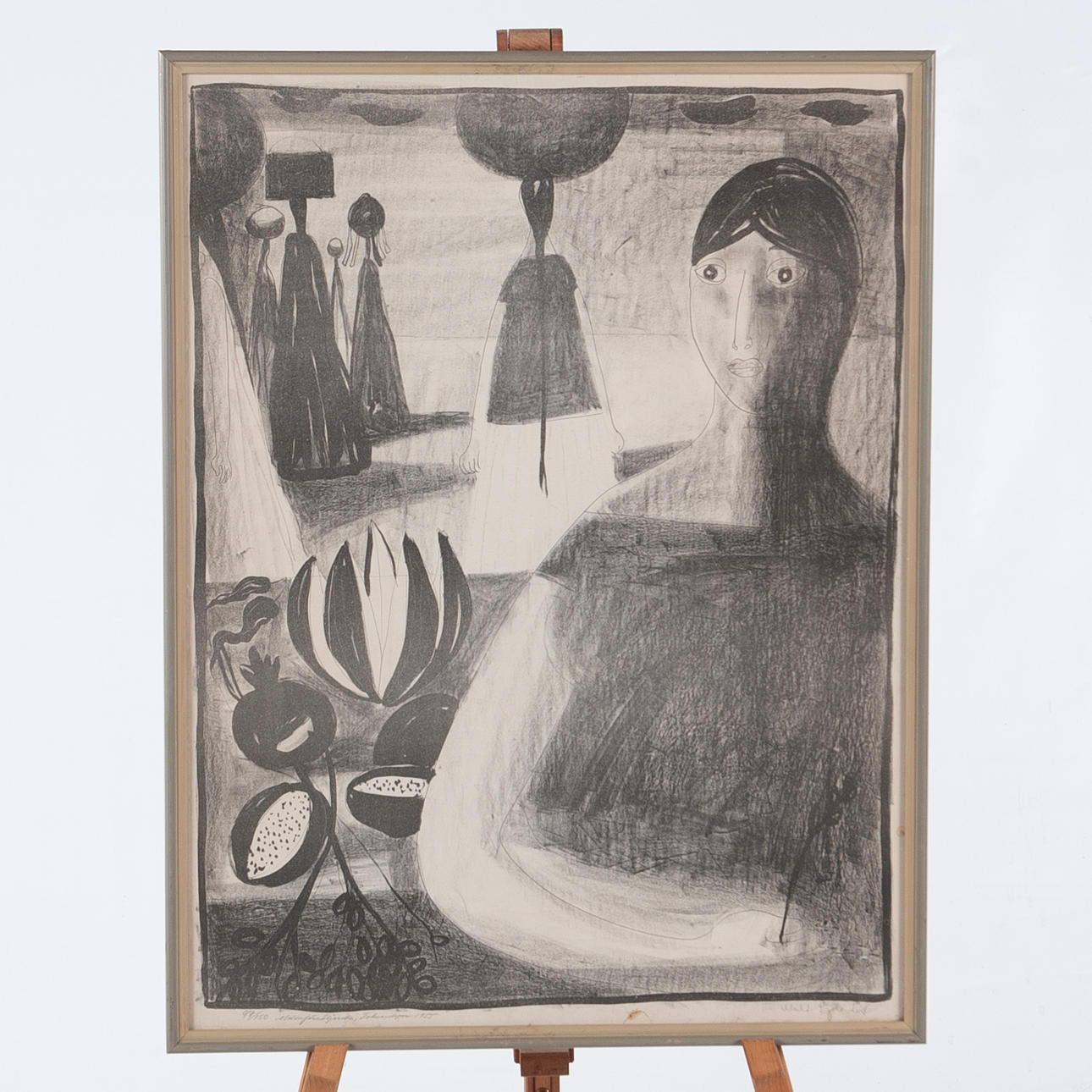 WALDEMAR SJÖLANDER. Lithograph, “Melonförsseljerska”, Signed, numbered 97/150 and dated 1955.