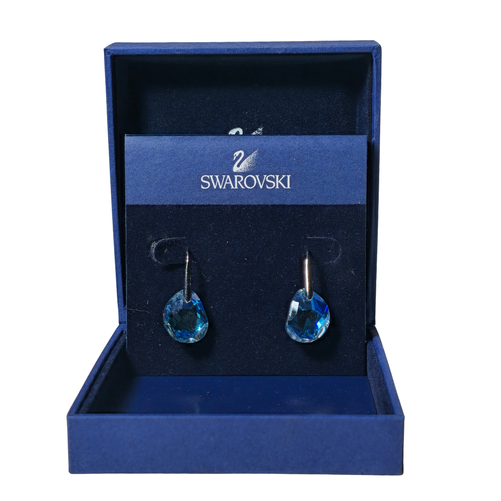 SWAROVSKI GALET EARRINGS. RHODIUM PLATING.