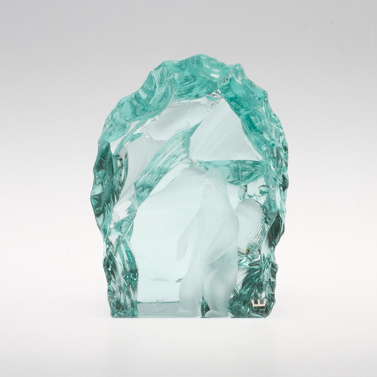 GLASBLOCK, Vicke Lindstrand, Kosta, signerad.