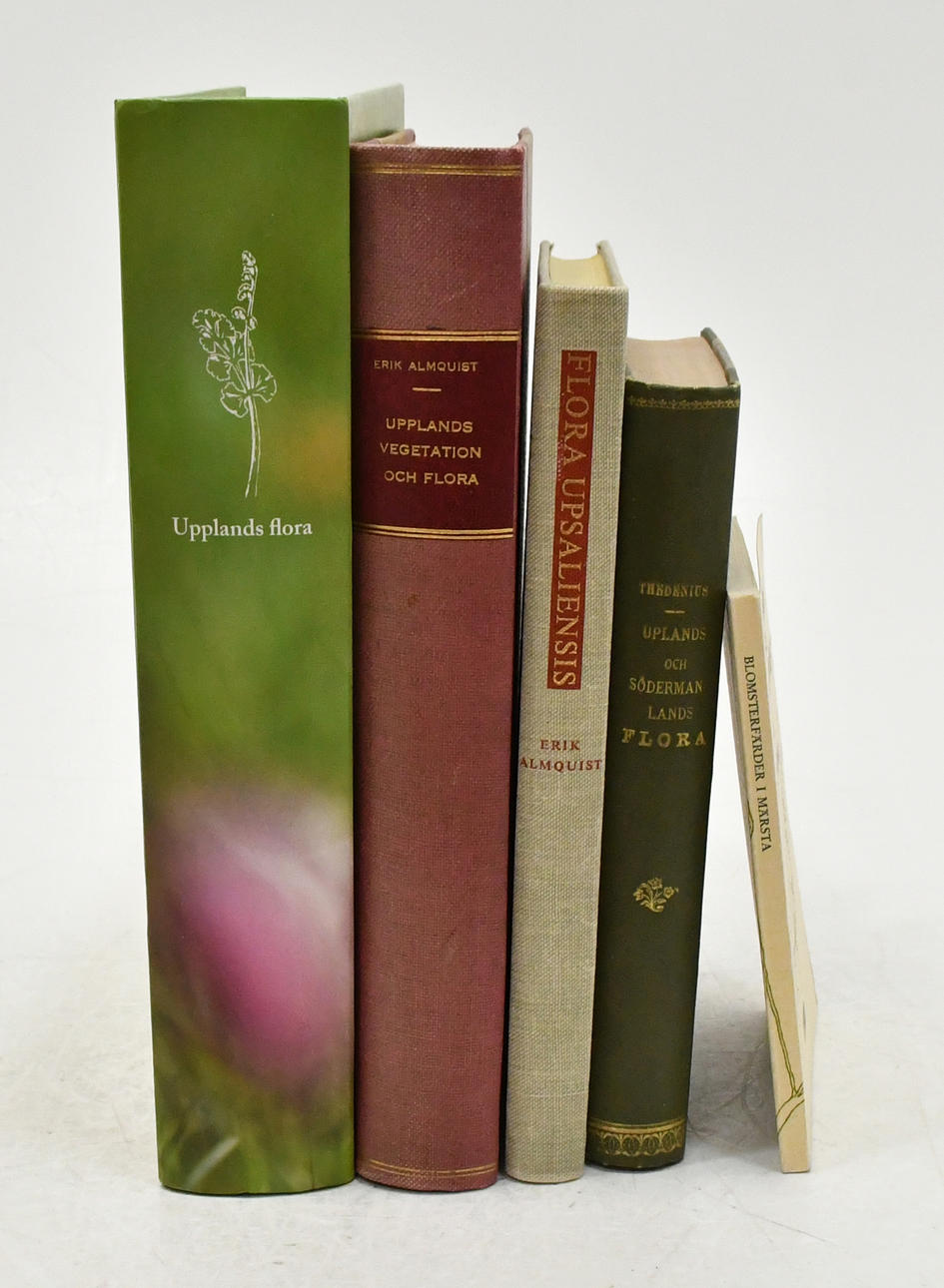 Samling böcker om Uppsalatraktens flora. 5 Volymer.