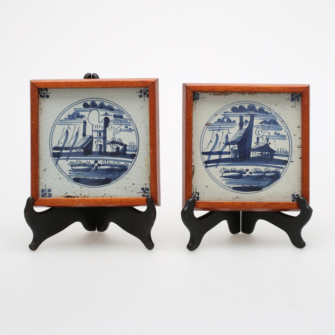 KAKELPLATTOR, 2 st, troligen Delft, 1700-tal.