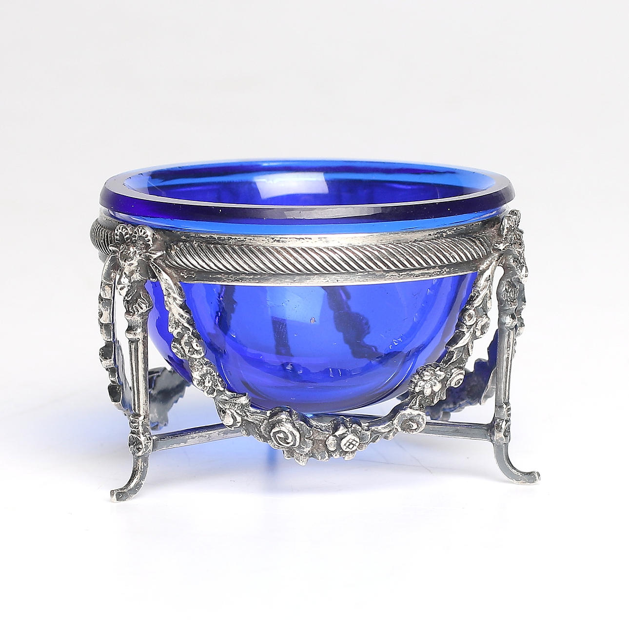 SALTKAR, silver, glas. Peter Holmberg, Örebro. 1842-1867.