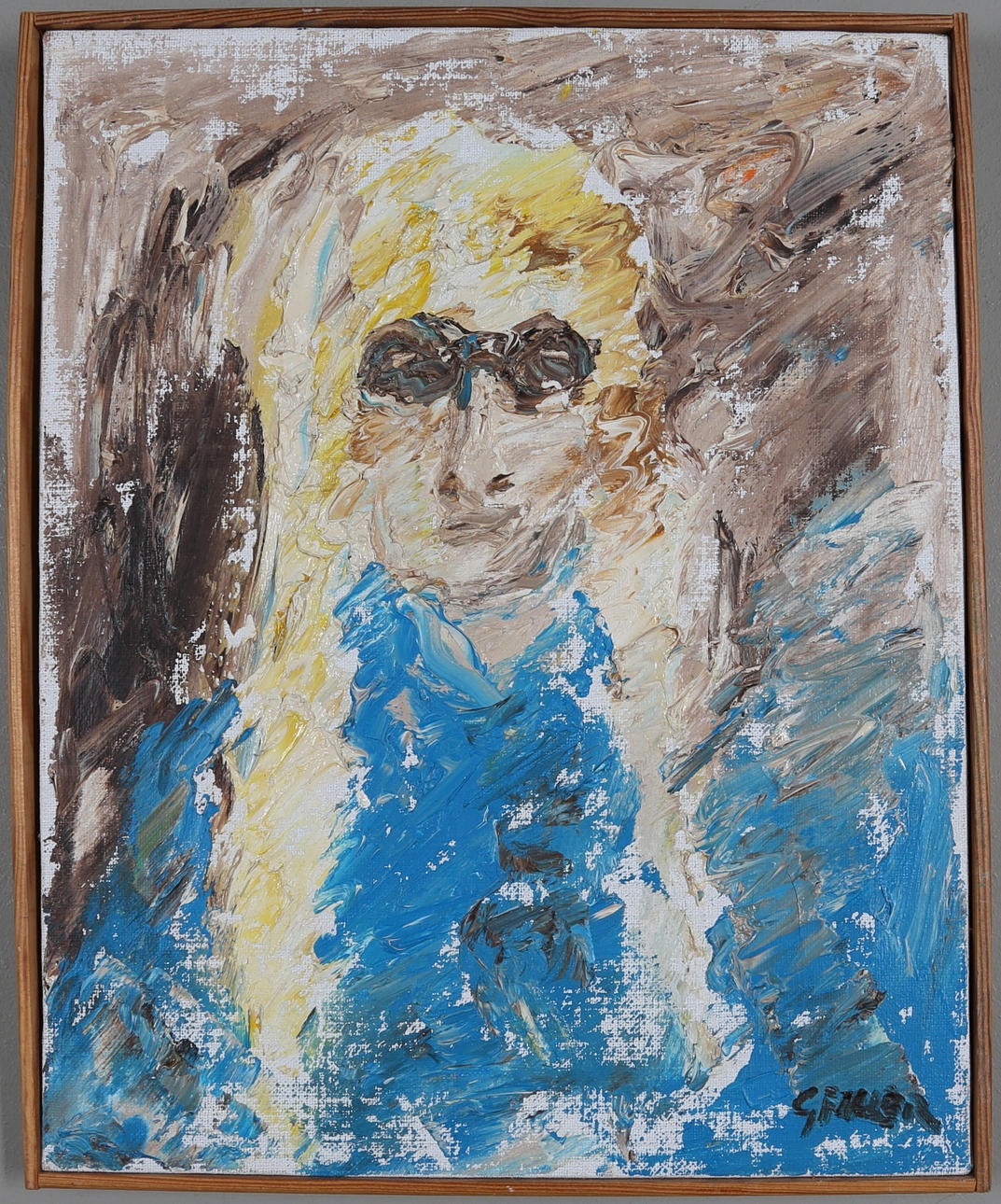 GÖTA FOGLER. Självporträtt, olja på duk, signerad.