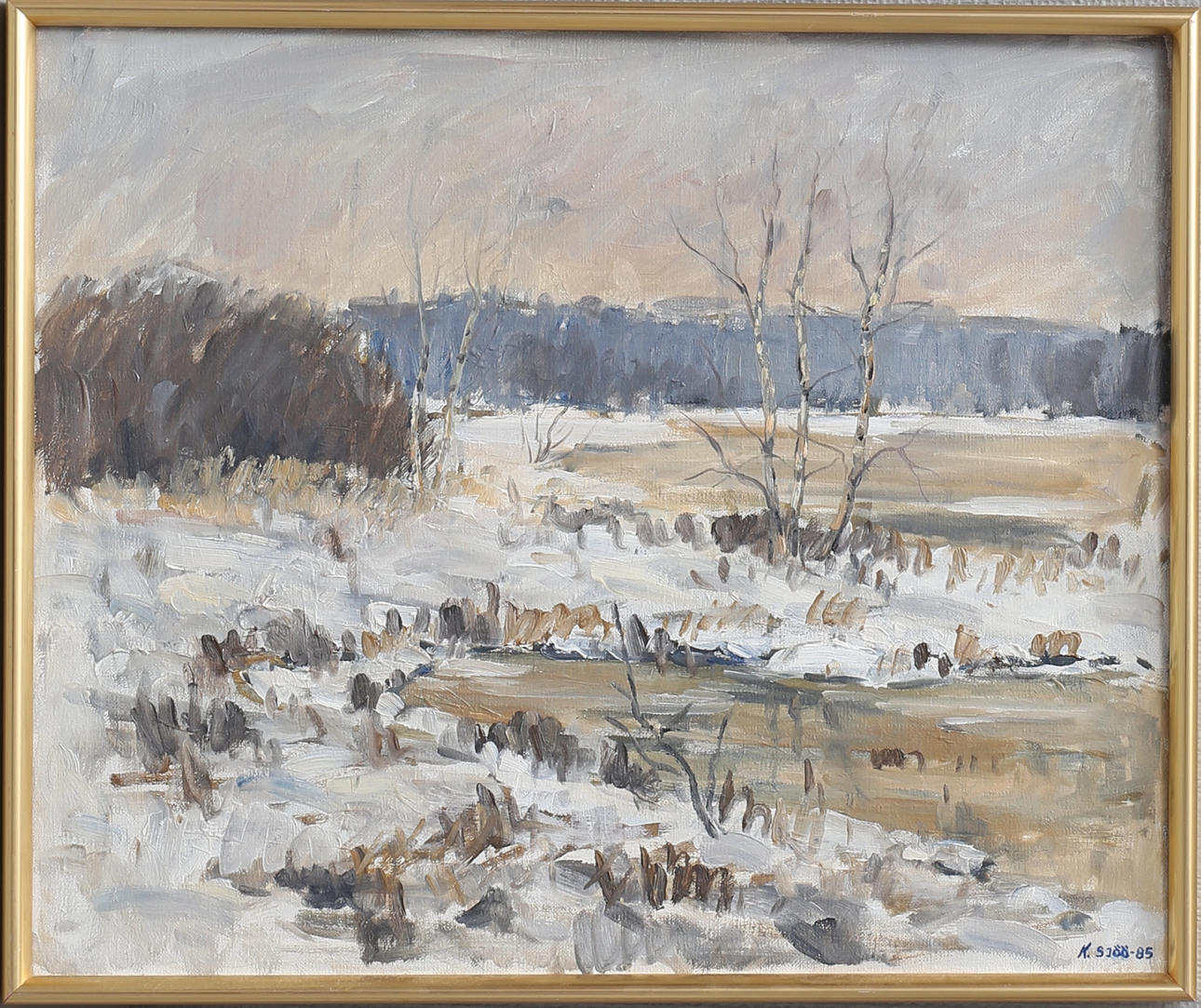 KENNETH SJÖÖ. Vinterlandskap. Olja på duk, signerad och daterad -85.