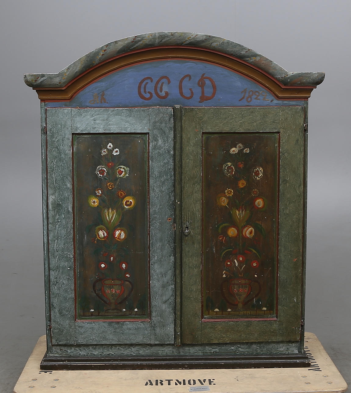 SKÅP, allmoge, bemålad, 1800-tal.