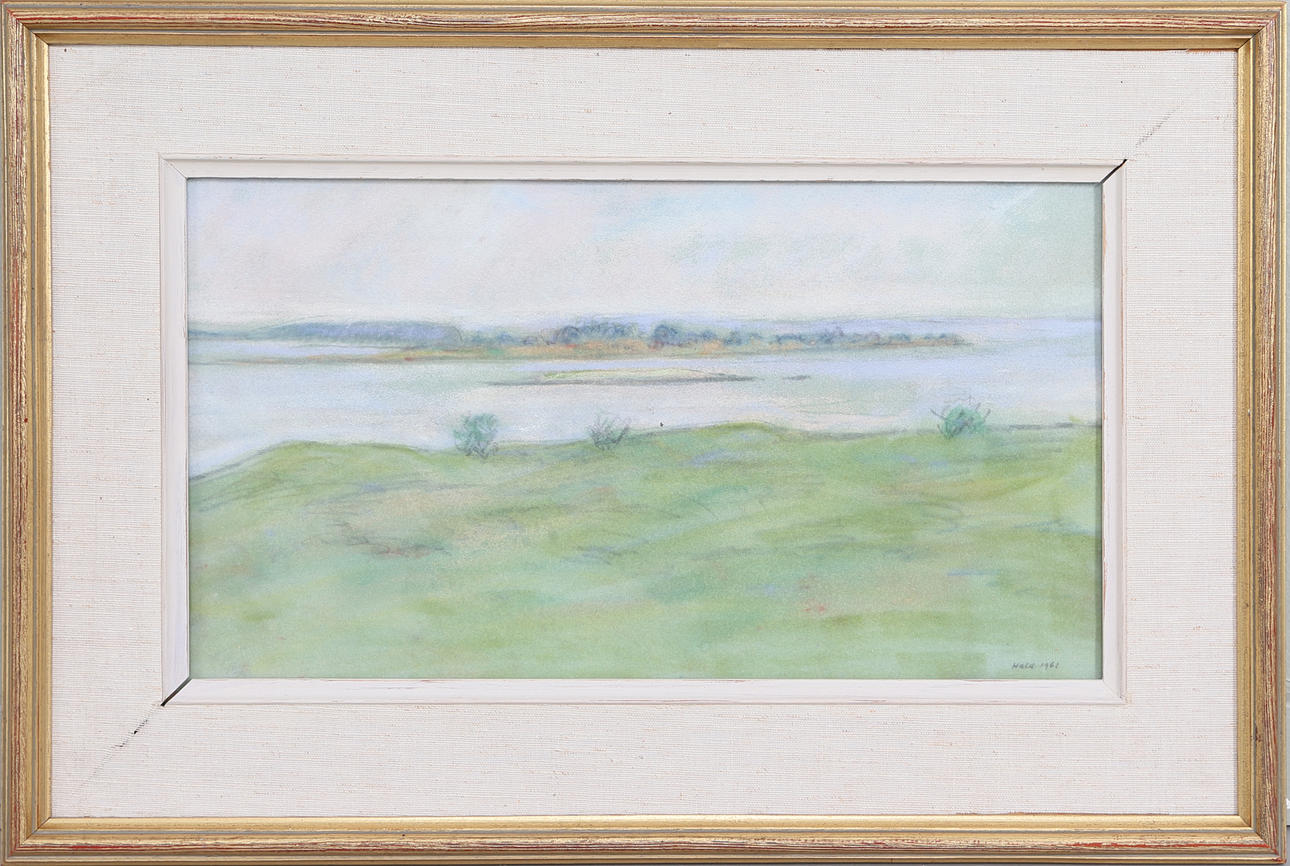 EDWARD HALD. "Utsikt mot Kolboda", Blandteknik, signerad och daterad 1961.