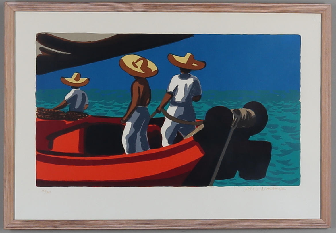 LARS NORRMAN. "Ut i gryningen", färglitografi, signerad samt numrerad 143/360.