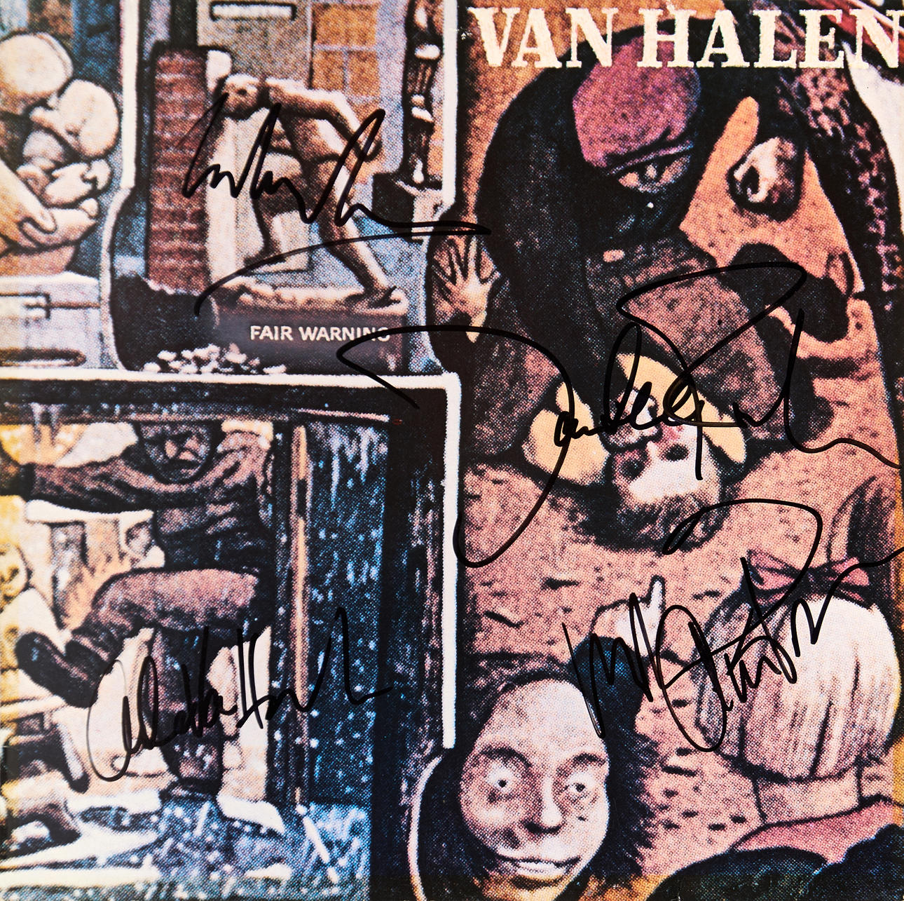 VAN HALEN, “FAIR WARNING”, signed album cover.