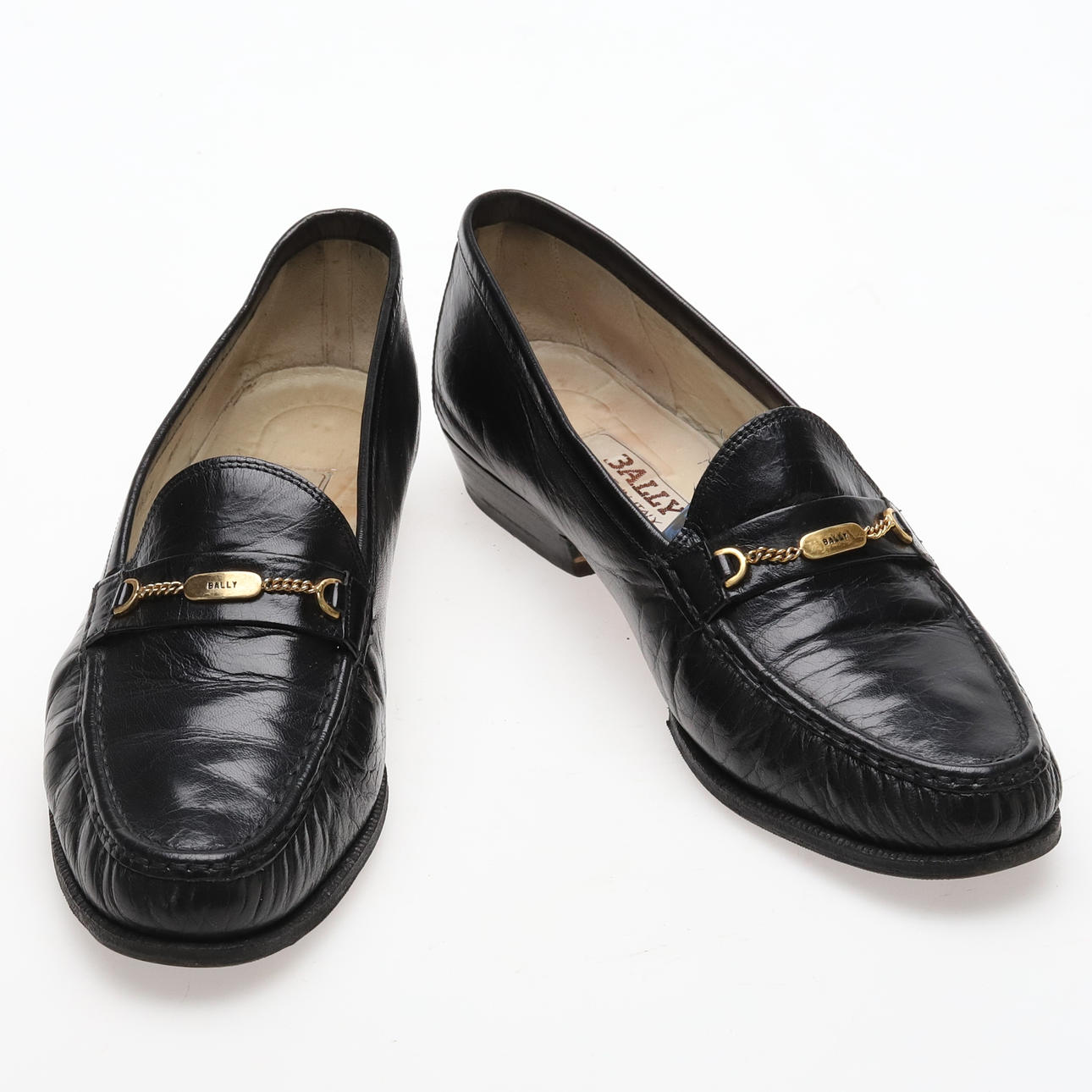 ORIGINAL BALLY LOAFERS (made in Italy) with Box BALLY || Black Leather Loafers With Signature “B” Logo  main image 2