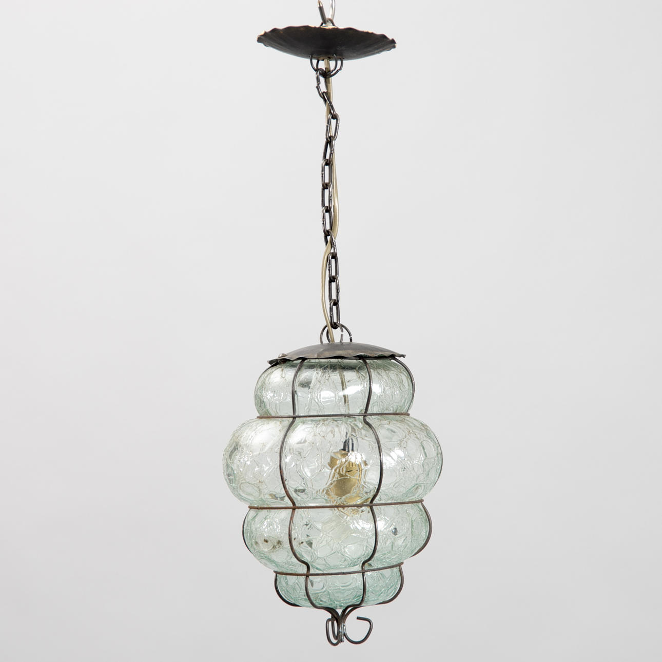 TAKLAMPA, glas/smide, Skansenglas.