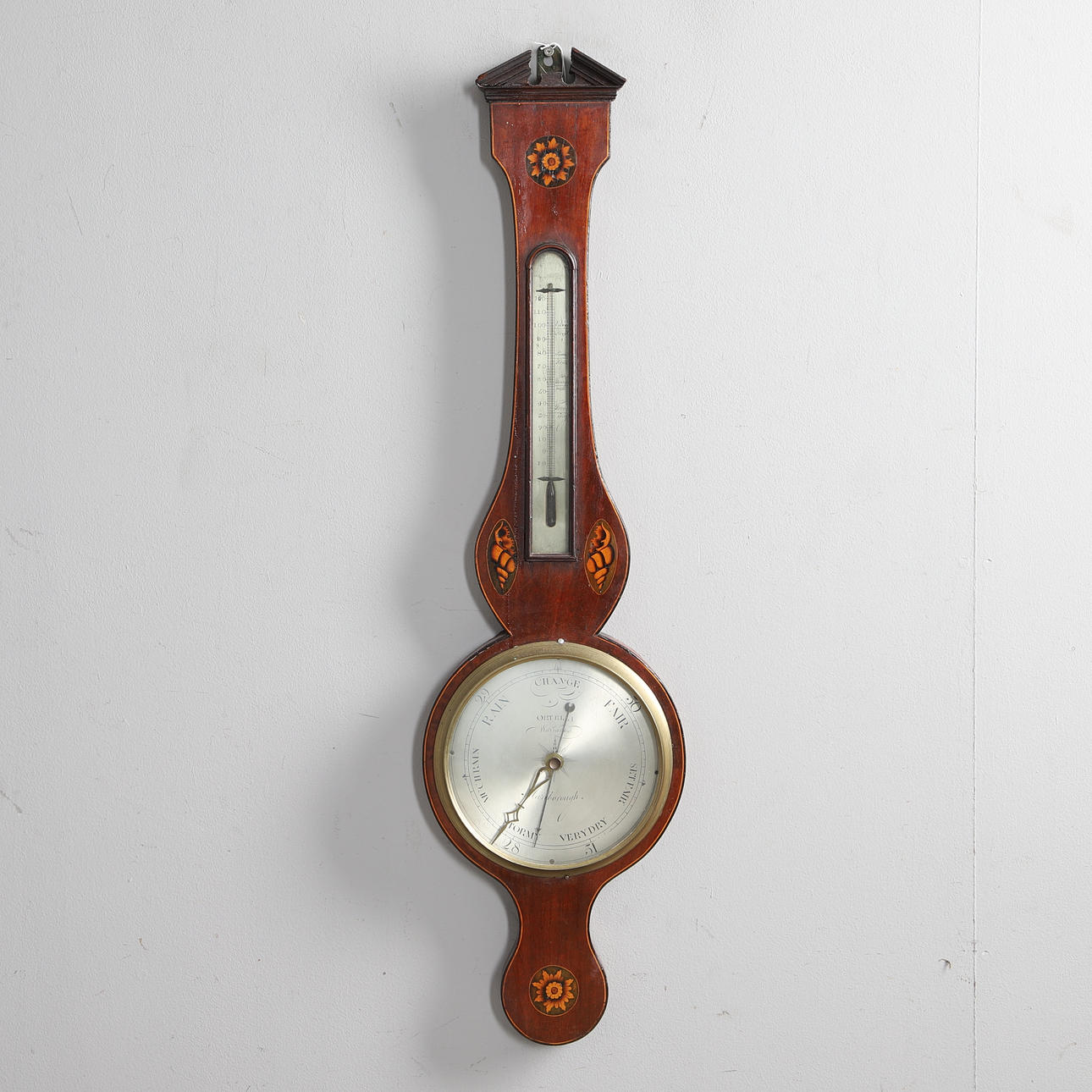HJULBAROMETER/TERMOMETER MED MAHOGNYHÖLJE, TIDIGT 1800-TAL, WILTSHIRE ...