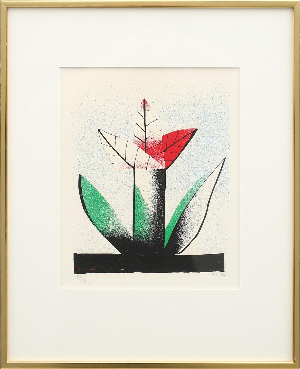 CURT HILLFON. Litografi, blomma, signerad CH, daterad 76 samt numrerad 75/211.