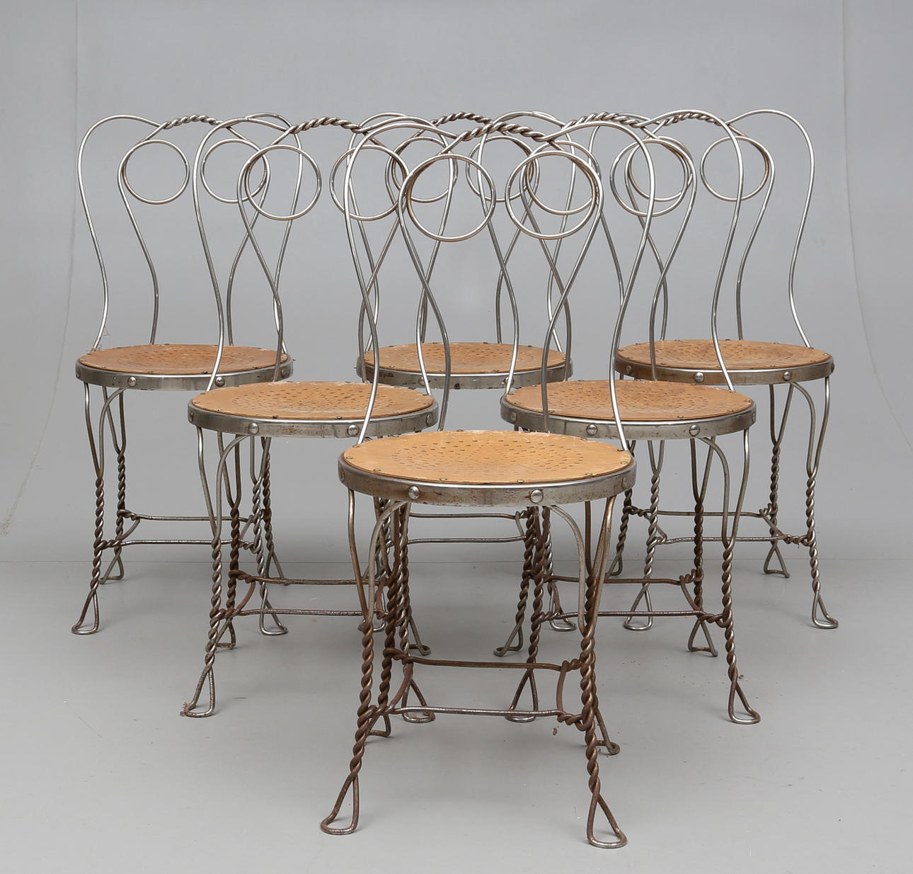 CAFESTOLAR, 6 st, stål samt trä, Grytgöl, Finspång, 1900-talets första del.