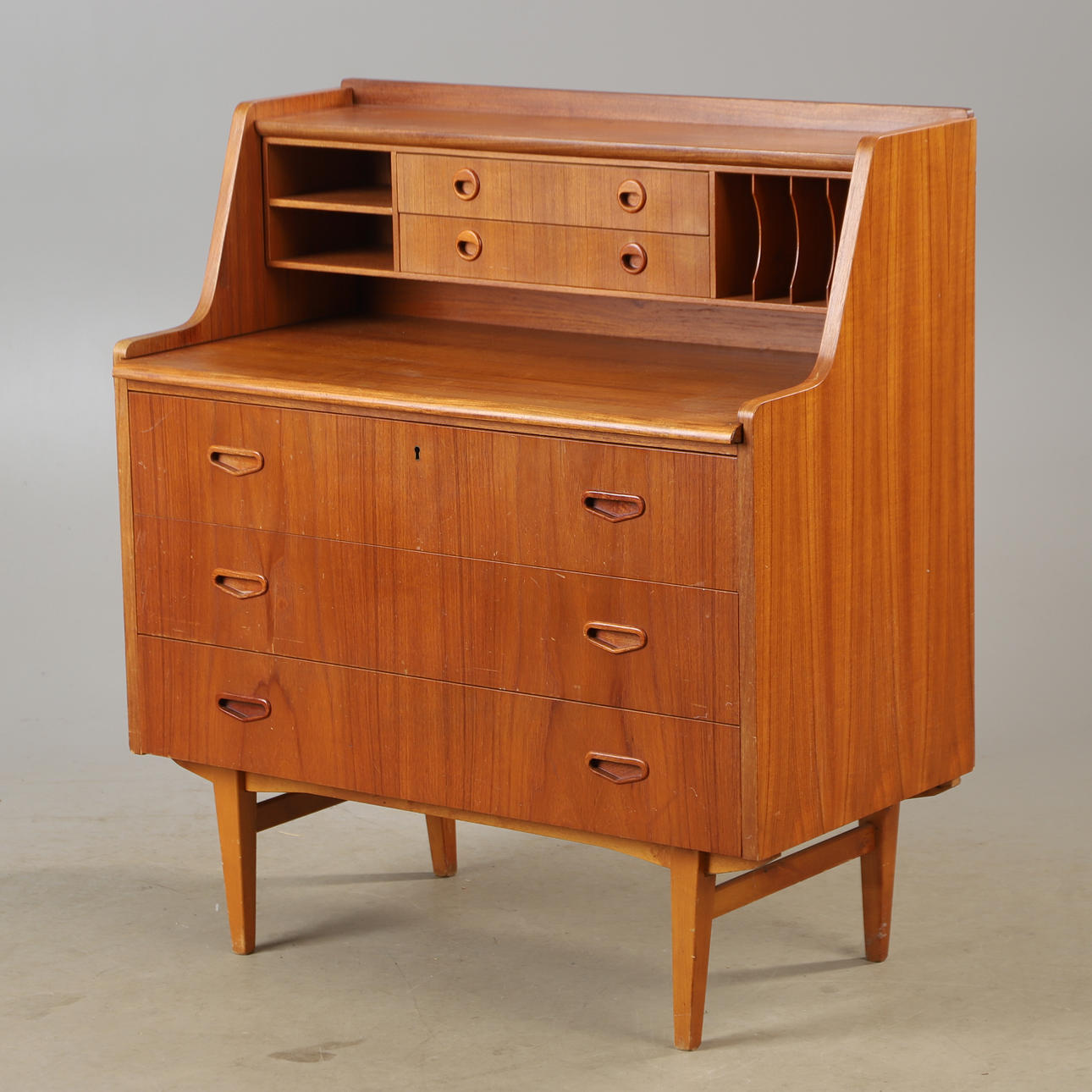 SEKRETÄR, teak och bok, 1900-talets mitt.