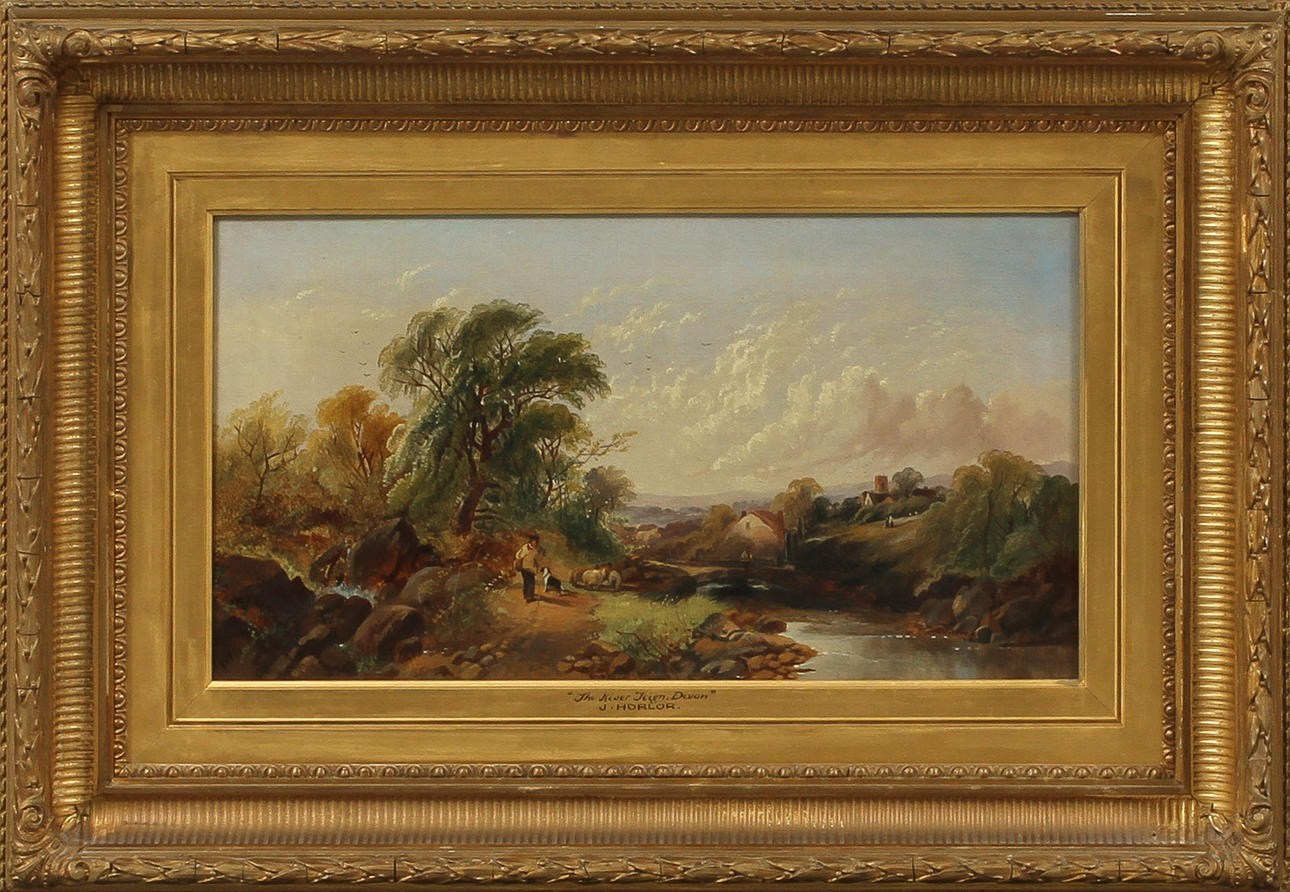 JOSEPH HORLOR. "The River Teign. Devon", olja på duk, signerad.